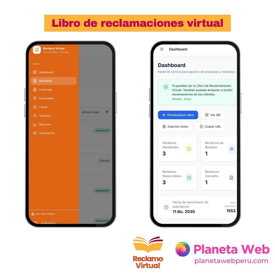 Libro de reclamaciones virtual, plan corporativo, Planeta Web